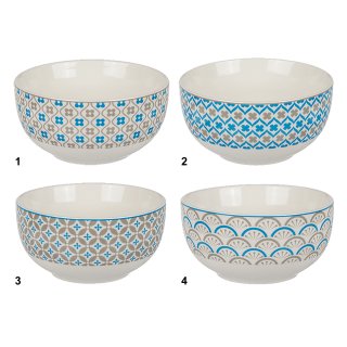 Müslischale Retro Dekor Frühstücks-Schale Schälchen Schüssel bowl Muster blau grau #2034