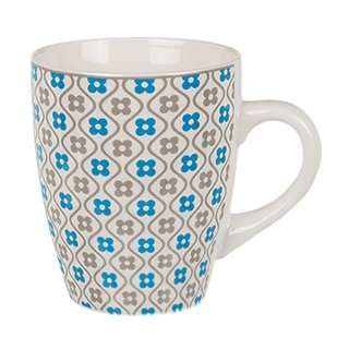 Kaffeetasse Retro Dekor Porzellan Tasse Becher mit Henkel Muster blau grau Variante 1