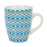 Kaffeetasse Retro Dekor Porzellan Tasse Becher mit Henkel Muster blau grau Variante 2