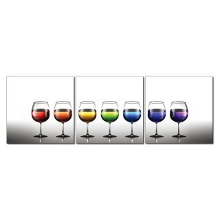 Bild 3er Set Gläser mit Regenbogen Farben Fotodruck Holzfaserplatte Wandbild 3-teilig
