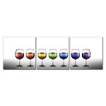 Bild 3er Set Gläser mit Regenbogen Farben Fotodruck Holzfaserplatte Wandbild 3-teilig
