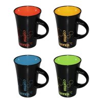 Keramik Kaffeebecher Kaffeetasse schwarz bunt XL Tasse...