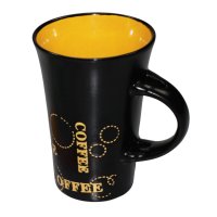 Keramik Kaffeebecher Kaffeetasse schwarz gelb XL Tasse...