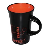 Keramik Kaffeebecher Kaffeetasse schwarz rot orange XL...