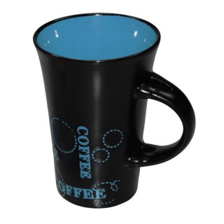 Keramik Kaffeebecher Kaffeetasse schwarz blau XL Tasse Becher passend zu Set