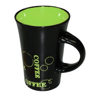Keramik Kaffeebecher Kaffeetasse schwarz grün XL Tasse Becher passend zu Set