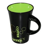 Keramik Kaffeebecher Kaffeetasse schwarz gr&uuml;n XL...