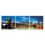 Bild 3er Set Brooklyn Bridge New York Brücke Holzfaserplatte Fotodruck Wandbild