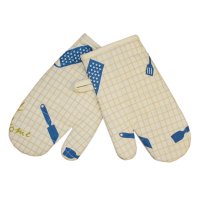 Ofenhandschuhe Beige Blau 2er-Pack Backofen Handschuhe...
