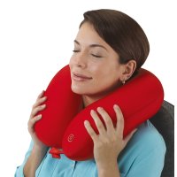 Nacken-Massagegerät batteriebetrieben Nackenhörnchen Microperlen Füllung Massage-Kissen Rot