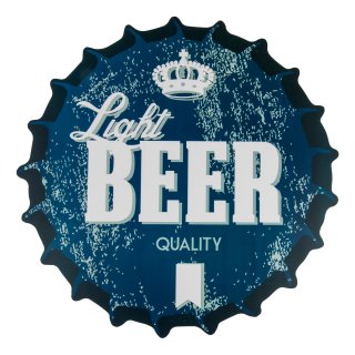 Tischset rund 38 cm Ø Light Beer Platzset abwaschbar Platzdeckchen Retro-Look Kronkorken