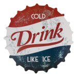 Tischset rund 38 cm Ø Cold Drink Platzset abwaschbar Platzdeckchen Retro-Look Kronkorken