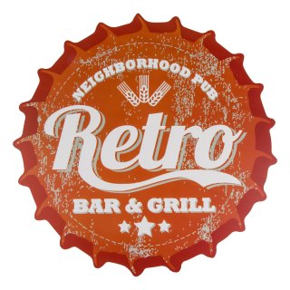 Tischset rund 38 cm Ø Bar & Grill Platzset abwaschbar Platzdeckchen Retro-Look Kronkorken