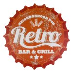 Tischset rund 38 cm Ø Bar & Grill Platzset abwaschbar Platzdeckchen Retro-Look Kronkorken