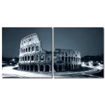 Bild 2er-Set Kolosseum Ruine Rom Holzfaserplatte sw Fotodruck Wandbild 2 mal 50x50 cm