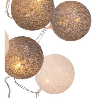 Lichterkette Baumwoll-Kugeln grau weiß mit 10 LEDs Girlande ca. 150 c, 9,95 €