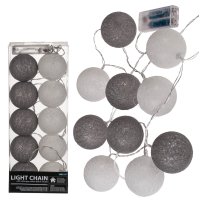 Lichterkette Baumwoll-Kugeln grau weiß mit 10 LEDs Girlande ca. 150 c, 9,95 €