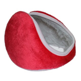 Ohrenschützer Ohrwärmer One Size Ohrenband in Rot mit kuschligem, weißen Kunstfell