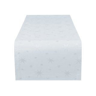 Tischläufer 30x100 cm Weiß Weihnachten Lurex Sterne Tischband Herbst Advent Weihnachts Tischdeko