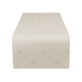 Tischläufer 30x160 cm Creme Weihnachten Lurex Sterne Tischband Herbst Advent Weihnachts Tischdeko