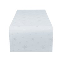 Tischläufer 30x160 cm Weiß Weihnachten Lurex Sterne Tischband Herbst Advent Weihnachts Tischdeko