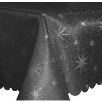 Tischdecke 135x180 eckig Grau silber Lurex Sterne Tischwäsche Weihnachtstischdecke
