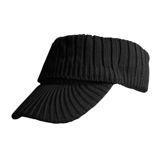 Stirnband mit Sonnenblende Basecap-Schirm Strick Ohrwärmer Strick uni Schwarz