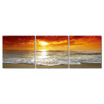 Bild 3er Set Sonnenuntergang Meer Romantik Fotodruck Holzfaserplatte Wandbild 3 mal 40x40 cm