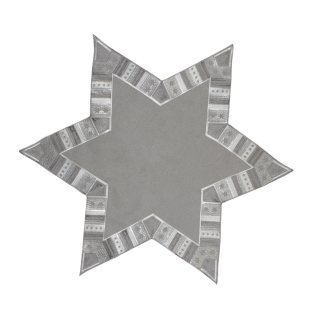 Tischdecke Grau silbern bestickt 85 cm Ø Stern förmig Advent Weihnachtsdeckchen