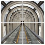 Bild 4er-Set Tunnel Rolltreppe Fotodruck Mosaik Holzfaserplatte Wandbild 4 mal 40x40 cm