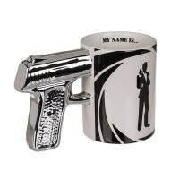 Origineller Steingut-Becher Geheimagent Kaffeetasse Tasse mit silbernem Pistolen-Griff
