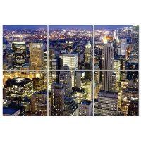 Bilder Set Manhatten Skyline N.Y. City Fotodruck Wandbild 6-tlg Holzfaserplatte je 40x40 cm