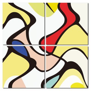 Bild abstrakte Kunst Mondrian Art Holzfaserplatte Kunstdruck Wandbild 4er Set einfache Montage