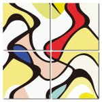 Bild 4er Set abstrakte Kunst Mondrian Art Holzfaserplatte Kunstdruck Wandbild Mosaik 4 mal 50x50 cm
