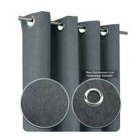 Vorhang 140x245 cm Ösen blickdicht Struktur Leinenoptik uni Gardine