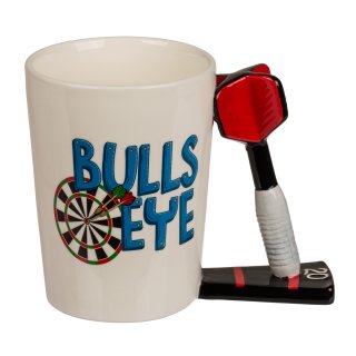 Origineller Keramik-Becher Darts Bulls Eye Kaffeetasse Tasse mit Dartpfeil-Griff
