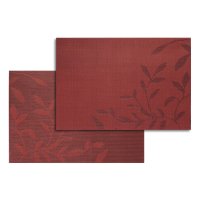 Platzset abwaschbar Tischset Platzdeckchen ca. 30x45 cm Pflanzen Blätter Design Bordeaux Rot