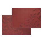 Platzset abwaschbar Tischset Platzdeckchen ca. 30x45 cm Pflanzen Blätter Design Bordeaux Rot