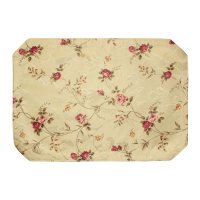 Platzset ca. 33x48 Tischset Damast Stoff Textil Untersetzer gold beige Rosen Blumen Muster #2180