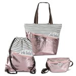 Tasche Damen Rosé Metallic sportlich Umhängetasche Bauchtasche Sportbeutel