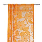 Dekoschal Fae mit Stangendurchzug Blumen Muster grobmaschig 140x235 cm Voile Gardine einfarbig orange