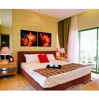 Bild 2er-Set Feuer Blumen Flammen 2er Set Fotodruck Holzfaserplatte Wandbild einfache Montage 2 mal 40x40 cm