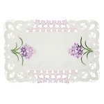 Platzset ca. 30x45 cm Cutwork Deckchen Tischset Platzdeckchen in Weiß mit Blumen Stickerei Lila