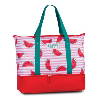 Umhängetasche pink rot mit Kühlfach Kühltasche 2in1 Strandtasche Melonen Design