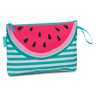 Bikini Bag Badetasche für nasse Badesachen wasserabweisende Tasche im fruchtigen Obst-Design Melone türkis gestreift