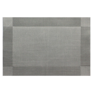Tischmatte ca. 30x45 cm Platzset Flechtoptik uni mit Rand abwaschbar Kunststoff Tischset silber grau