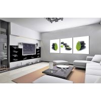 Bild 3er Set Feng Shui Wellness Bild Steine mit Blatt Holzfaserplatte Fotodruck Wandbild einfache Montage #2203