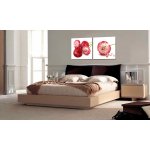 Bild 2er Set Blumen rot weiß Gänseblümchen 2er Set Fotodruck Holzfaserplatte Wandbild einfache Montage