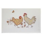 Mitteldecke o. Tischläufer cremeweiß mit Hahn & Henne Applikation und Stickerei für Ostern