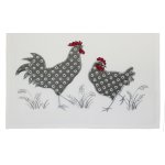 Mitteldecke o. Tischläufer cremeweiß mit Hahn & Henne Applikation und Stickerei für Ostern